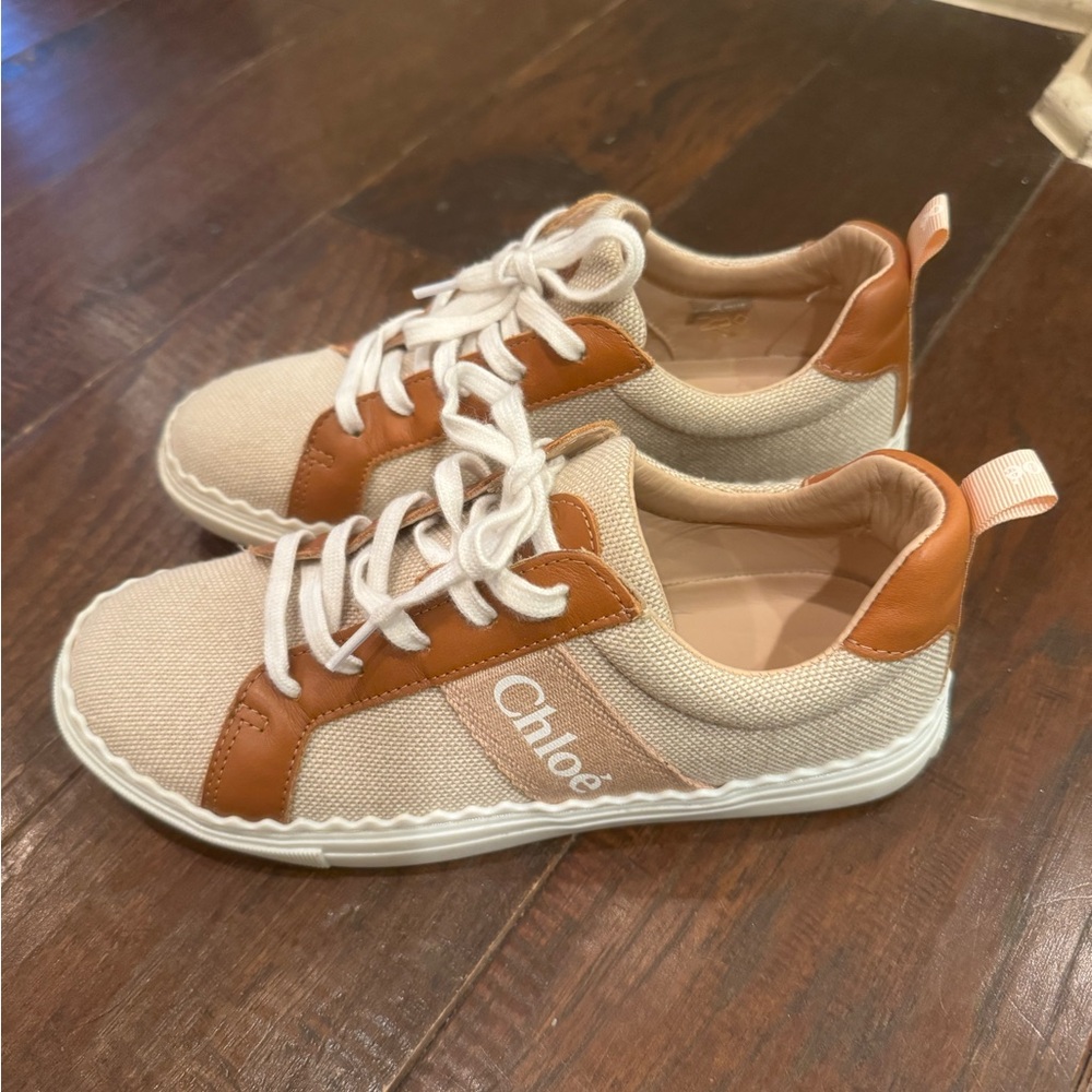 Chloe Tan and White Sneakers